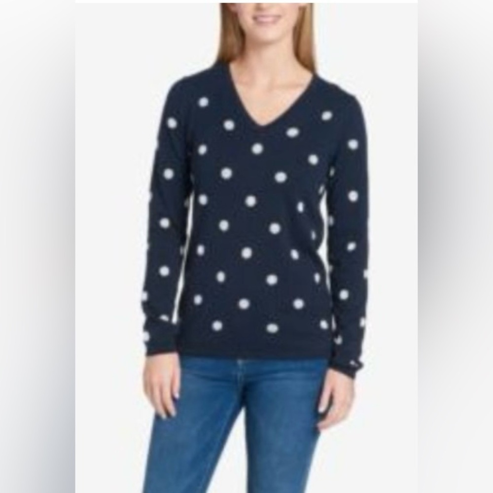 Women's Tommy Hilfiger Polka Dot V-Neck Sweater, Size XL